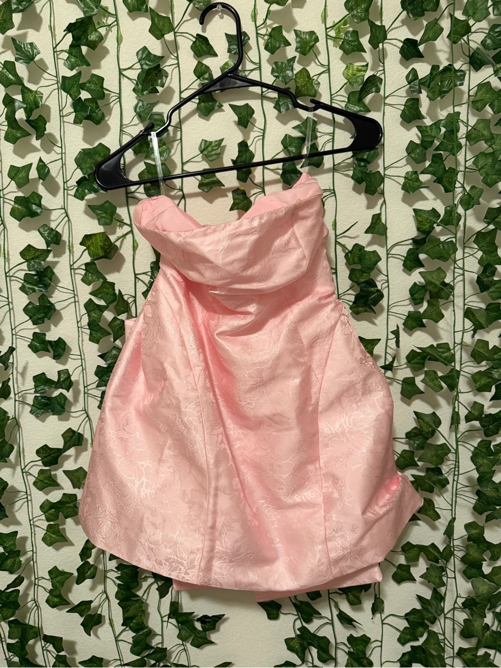 Strapless Pink Brocade Bandeau Top